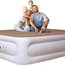 Etto Air Mattress Queen with Built-in Pump, 18-inch Luxury Double High Air Bed Fast Inflation/Deflation, Portable Inflatable Blow up Mattress with Carry Bag for Camping, Home&Guests, 650lb MAX (Brown)