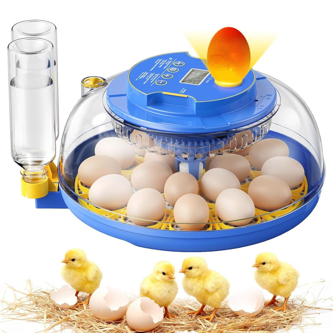 18 Egg Incubators for Hatching Eggs, 360 View with Automatic Egg Turning & Humidity Control, Built-in Egg Candler for Hatching Chicken, Duck, Goose, Quail, Ideal for Home, Classroom, Laboratory, Farm