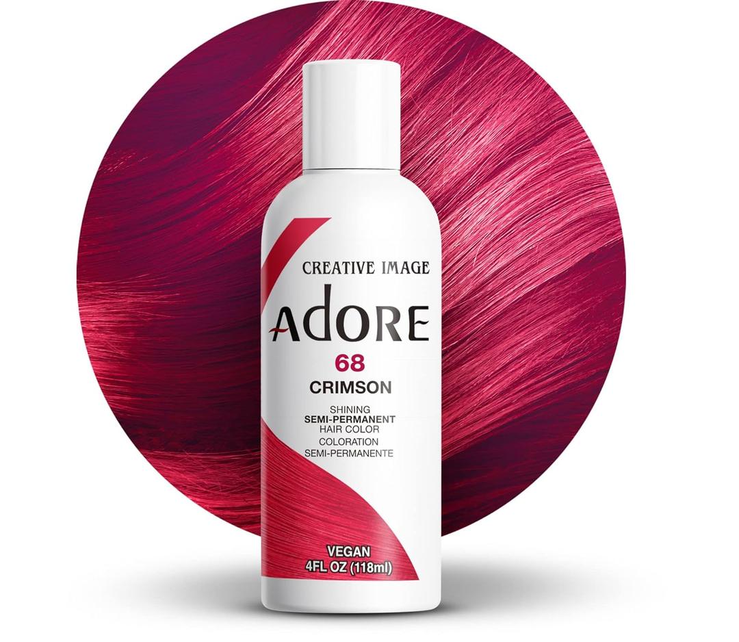 Adore Semi Permanent Hair Color - Vegan and Cruelty-Free Hair Dye - 4 Fl Oz - 068 Crimson (Pack of 3)
