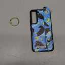 Petitian for Samsung Galaxy S22 Case with Wallet - Women Girls Cute Girly Aesthetic Unique Design Leather Credit Card Holder Cardholder Stand Wristband for S22, Blue Cat