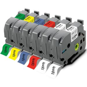 Pristar 18mm 0.7" Label Tape Replacement for Brother TZe-141 TZe-241 TZe-441 TZe-541 TZe-641 TZe-741 3/4 Inch TZ Laminated for Brother PT-D410 PT-D400 PT-D600 PT-D610BT PT-P700 PT-1830, 5-Pack