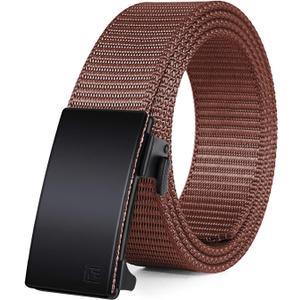 FAIRWIN Men's Ratchet Belt, Nylon Tactical Belt, Adjustable Ratcheting Buckle for Golf Work Casual Outdoor Hiking Daily Wear (Coffee)