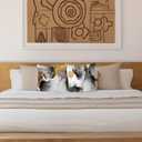 KEUSPI Black and Gold Pillow Covers 24x24 Abstract Black and Grey Gold Throw Pillow Cover Set of 2, Abstract Pillow Covers for Bedroom Home Decor Housewarming Gifts