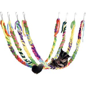 RIOUSSI Handmade Hanging Sugar Glider and Rat Toys for Climbing/Exercising/Jungle Exploration, Cage Accessories, Random Color, 4 Pack (23" Lengh)