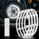 17inch Double Row 3000K-6500K Pure White Wheel Ring Lights,Wheel Lights for Truck with Remote Control and Flash Mode,Turn & Braking Signal Compatible with Trucks SUV Pickup Car