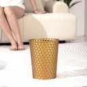 Venalys Small Metal Trash Can Wastebasket, Decorative Honeycomb Garbage Can Waste Basket, Modern Farmhouse Round Trash Bin for Bathroom, Bedroom, Kitchen and Office (Gold)