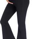 VIERROSS Cotton Maternity Flare Leggings Pregnancy Friendly Clothes Over the Belly Flared Pants for Yoga Casual Work Black M