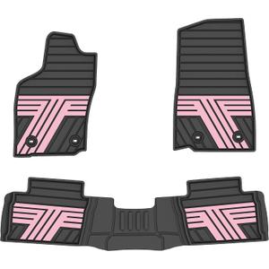 Rubber Floor Mats for Toyota Tacoma 2024-2026 (Not Fit Hybrid) Black & Pink
