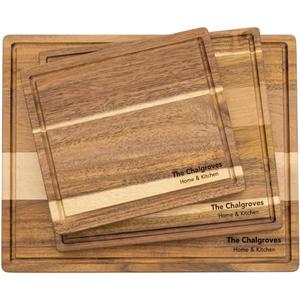 Indonesian Acacia Wood Cutting Board Set of 3 | Extra Thick 0.8 Wooden Chopping Boards with Deep Juice Grooves | FSC Certified | Warp-Resistant & Knife-Friendly | Large, Medium & Small