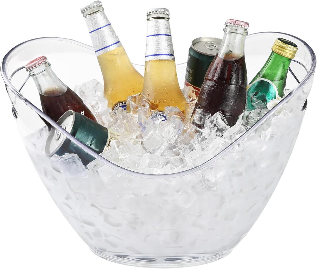 Large 8L Party Beverage Bucket, Acrylic Ice Bucket for Cocktail Bar, Cooler for Champagne, Red Wine or Beer, Food Grade, Suitable for Home Parties, Bars and Outdoor