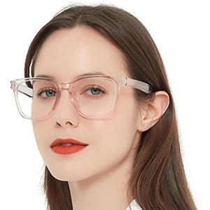AEZUNI Oversize Square Reading Glasses for Women Oversized Trendy Large Readers (Pink,175)