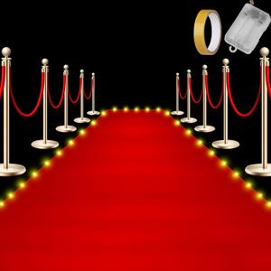 Tinideya Red Carpet Runner with Light for Events Red Fabric Runner with LED Hallway Aisle for Wedding Ceremony, Movie Theme Graduation Party Decorations Photography Props(2 x 15 ft,Classic)