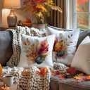 Fall Leaf Pillow Covers 18x18, Fall Room Decor, Rustic Farmhouse Autumn Leaves Botanical Decorative Throw Pillow Covers Pillowcases for Home Living Room Bedroom, Set of 2