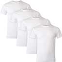 Hanes Ultimate Men's 4Pack FreshIQ Slim Fit Crew TShirt, White, Large
