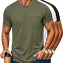 3 Pack Cotton T Shirts for Men Short Sleeve Mens Pocket T Shirts | Crew Neck T-Shirts, Breathable, Curved Hem, Perfect for Daily Wear, Dating, Working, Parties, Travels and Outdoor (XXL)