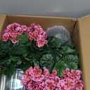 QIANYUN Artificial Topiary for Outdoors- 20 Potted Plant Fake Geraniums Bush-UV Resistant Artificial Outdoor Plant for Front Porch, Garden, Yard, Patio Decor (Dark Pink)