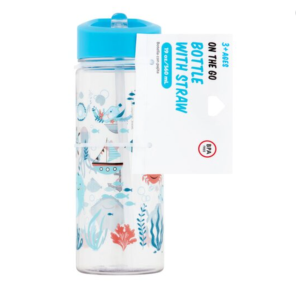 Jacent On the Go 19 oz Bottle with Straw, 3+ Ages
