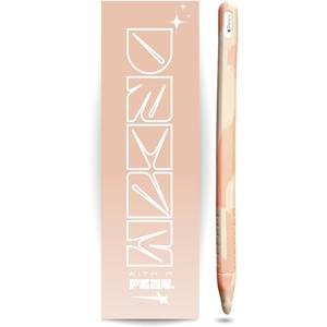Peaches & Cream Apple Pencil 2nd Generation Protective Sleeve Cover Grip, Apple Pencil Case, Magnetic Charging Compatible and Double Tap, Cow Print Swirl, Unique, Boho Neutral Pink