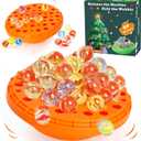 2 x Marble Balance Game - 50 Colorful Marbles with Built-in Storage, Fun Family Challenge for 1-4 Players, Educational Toy for Kids & Adults, Perfect for Parties, Travel & Birthday Gifts (Pumpkin Orange)