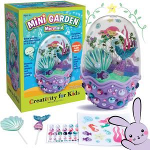 Creativity for Kids Mini Garden: Mermaid Terrarium Kit - Mermaid Gifts for Girls, Crafts and Toys, Easter Basket Stuffers for Kids (Ages 6+)