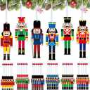 Maitys 36 Pieces Christmas Nutcrackers Decorations 3.5 Inches Hanging Ornament Holiday Decorations Wooden Figure Nutcracker Birthday Party Decor King Soldier Xmas Tree Decors for Party Supplies