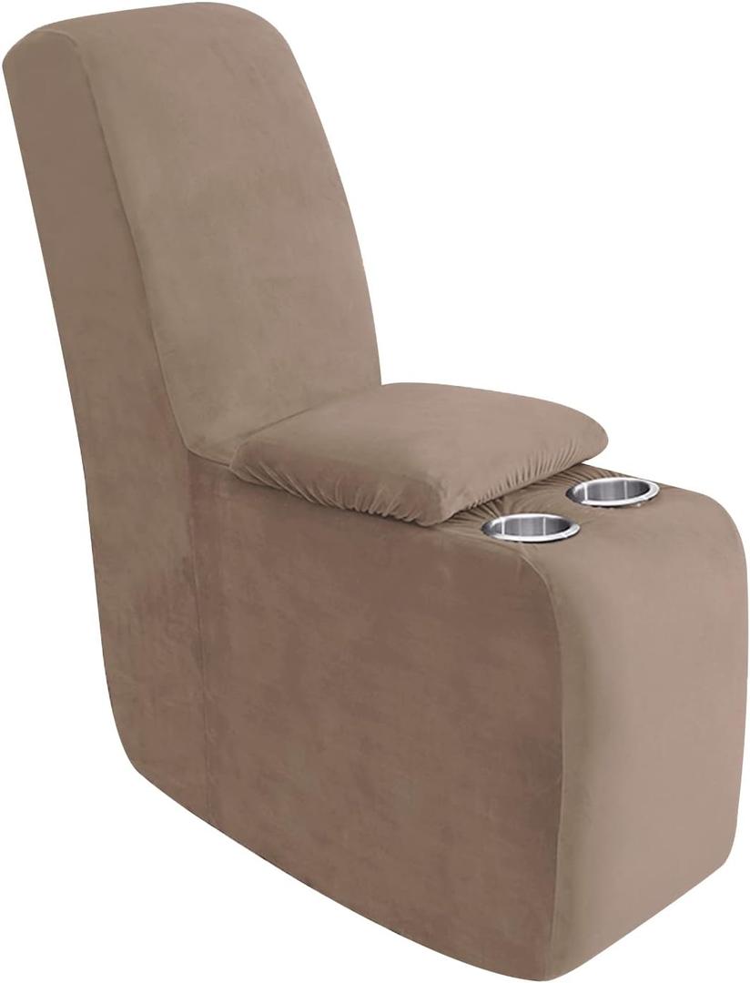 ULTICOR 7-Piece L Shape Sectional Recliner Sofa Covers, Velvet Stretch Reclining Couch Covers for Reclining L Shape Sofa, Thick, Soft, Washable (Taupe, 1 Console Cover)