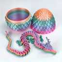 Efilra 3D Printed Dragon Egg, Magnetic Dragon Eggs with Dragon Inside, Easter Basket Stuffers, Easter Eggs 3D Dragon Toys Gifts for Kids 5-7, Crystal Dragon Egg Fidget Toys, Candy Color 