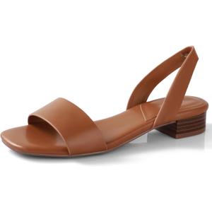 Ankis Low Heel Women Sandal Square Open Toe Brown Black White Leather Flat Sandal Comfortable Summer Slip on Slide Shoe Casual Beach Party Wedding 2025 (10)