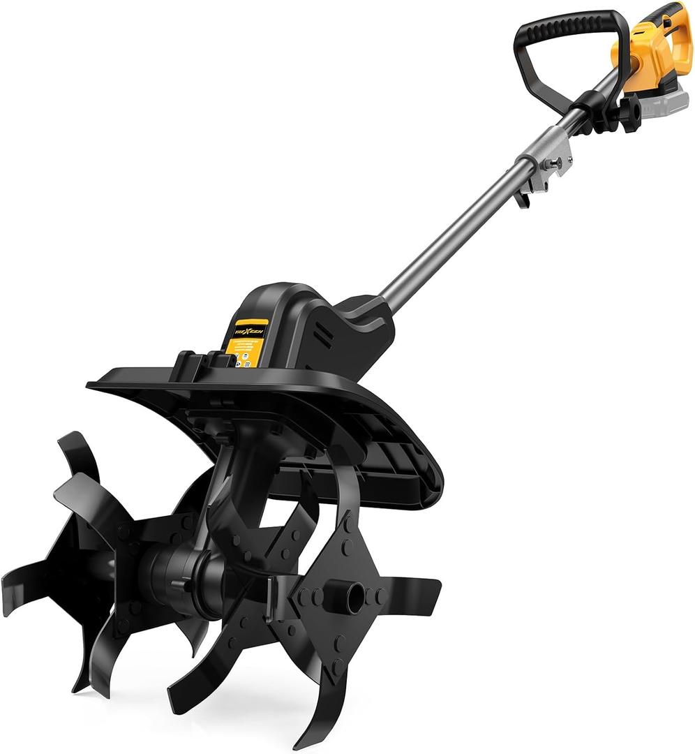 Cordless Tiller Cultivator for Dewalt 20v Max Battery, 360RPM Electric Tiller for Gardening, 11.8in Tilling Width 8.6in Depth, Battery Powered Tiller for Lawn/Soil Cultivation (Battery Not Included)