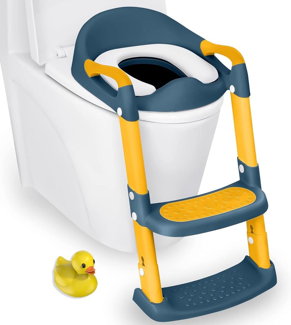 JASSONE Potty Training Seat, Toddler Step Stool, 2 in 1 Toilet for Kids, Baby Seat with Splash Guard and Anti-Slip Pad for Boys Girls, Blue
