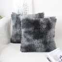OYIMUA Fluffy Faux Fur Pillow Covers 20x20 Dark Grey Pack of 2 Soft Fuzzy Neutral Decorative Throw Pillows Accent Boho Cushion Covers for Couch Sofa Bedroom