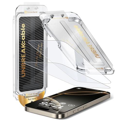 UNBREAKcable Screen Protector for iPhone 16 Pro, Pull-To-Protect Easy Installation, Auto Dust-Elimination, 9H+ Military-Grade Tempered Glass, Bubble-Free, Case Friendly, HD Clear, 6.3 Inch, 2 Pack : Cell Phones & Accessories