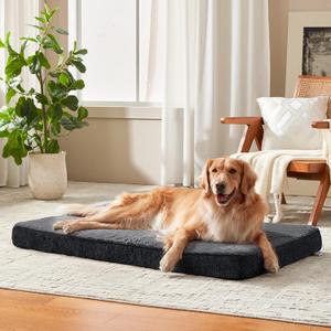 JOEJOY XL Dog Beds Large Sized Dog, Orthopedic Big Dogs Crate Bed with Washable Removable Cover, Extra Thick Egg-Crate Memory Foam Pet Beds up to 80 lbs, Grey, 41"x27"