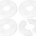 PATIKIL Wall Split Flange 1.36"/34.5mm, 4Pcs ABS Round Self-Adhesive Escutcheon Plate Cover Buckle for Water Pipe Faucet Decoration, White