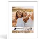 Hongkee 11x14 Picture Frame, Made of Solid Wood with Real Glass, Display Pictures 8x10 with Mat or 11 x 14 without Mat - Wall and Tabletop (White, 1 Pack)
