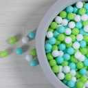 GOGOSO Ball Pit Balls for Toddlers, Green Balls for Ball Pool Birhtday Party Girls Kids with Storage Bag, 2.17inches (Green Sky Blue White 100pcs)