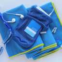 Super Towel for Sports, Travel & Beach  Extra Large, Lightweight, Compact, Absorbent, Quick-Drying, Soft Microfiber Suede  For indoors, outdoors, pool, gym, camping (Blue+Yellow, XL (60x32"))