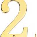 1Pcs 3Inch Metal House Numbers with M2 Screws Solid Zinc Alloy Mailbox Numbers for Outside, 3D Address Numbers for House, Apartment, Office, Hotel Room, Mailbox Signs (Golden, No.2)