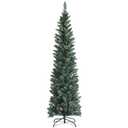 6ft Unlit Snowy PVC Artificial Slim Christmas Pencil Tree w/Pine Cones