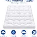 Queen Size Mattress Topper for Back Pain, Cooling Extra Thick Mattress Pad Cover with 8-21 inch Deep Pocket, Plush Pillow Top Mattress Topper Overfilled with Down Alternative, Queen Size, White