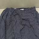 Womens Linen Pants Wide Leg High Waisted Drawstring Casual Flowy Pants with Pockets (Large, Striped-navy)