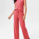 Imily Bela Womens 2 Piece Outfits Sleeveless Ribbed Knit Tops Wide Leg Pants Summer Vacation Sweater Matching Lounge Sets (M)