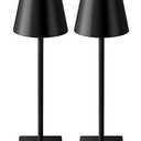 KDG 2 Pack Cordless Table Lamp,Portable LED Desk Lamp, 5000mAh Battery Operated, 3 Color Stepless Dimming Up, for Restaurant/Bedroom/Bars/Outdoor Party/Camping/Coffee Shop Night Light(Black)