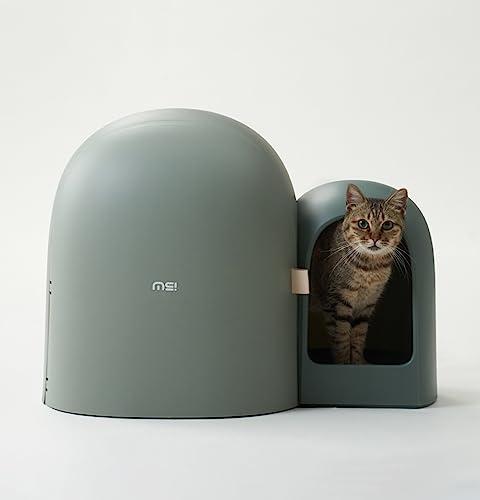 MS!MAKE SURE Cat Litter Box MAX - Stylish & Functional for Indoor Cats - 2023 New Modern Design - Large Space, Leak-Proof, and Odor-Free - Includes Litter Scoop - Green