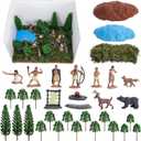 33 Pcs Native American Figurines Diorama Box Kit, Indian Figures Toys Model Diorama Project Set, American Indians Action Figurines Dioramas Supplies for DIY Crafts Historical Education School Project