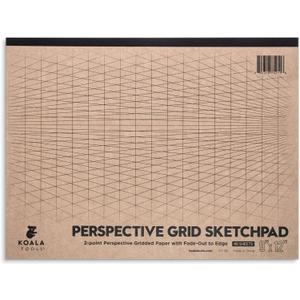 Koala Tools | Drawing Perspective (1 and 2-Point) Large Sketch Pad (2 Point - 9 x 12)