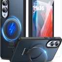 for Samsung Galaxy S25 Edge Case with Stand, Magnetic Case for Magsafe with Screen Protector Matte Translucent Cover with Kickstand & Ring Holder for Galaxy S25 Edge, Black