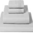 Mellanni Full Sheets Set - 4 PC Iconic Collection Bedding - Hotel Luxury, Extra Soft, Cooling Bed Sheets - Wrinkle, Fade, Stain Resistant (Full, Light Gray)