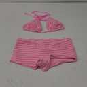 Verdusa Women's 2 Piece Striped Halter Swimsuit Tie Back Triangle Bathing Suit (Large, Pink)