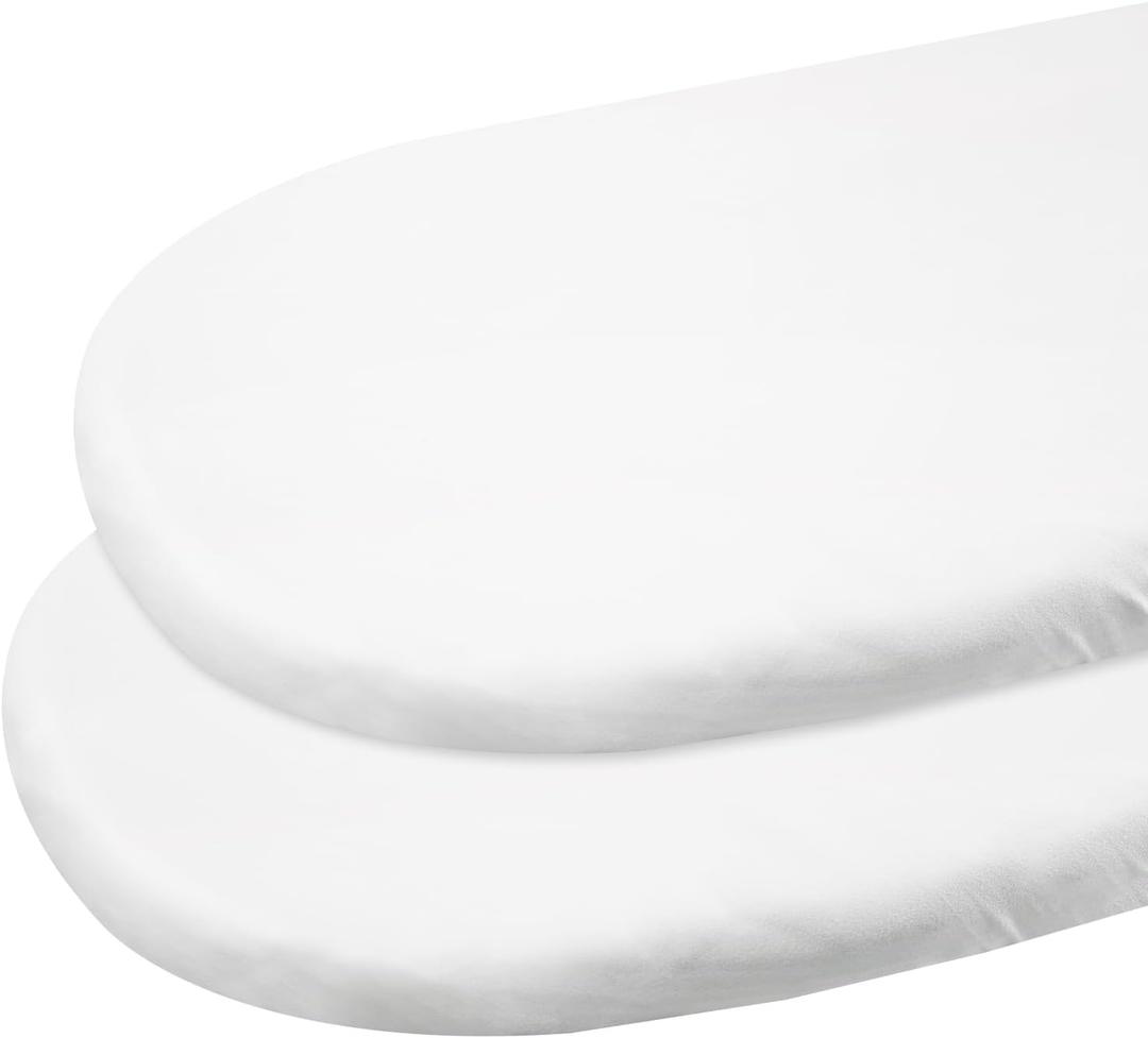 Gllquen Baby Bassinet Sheets 2 Pack, 100% Organic Cotton Bassinet Fitted Sheets for Girls Boys, Soft & Breathable Unisex Baby Mattress Sheet for Standard Bassinets 33"x17"(White)